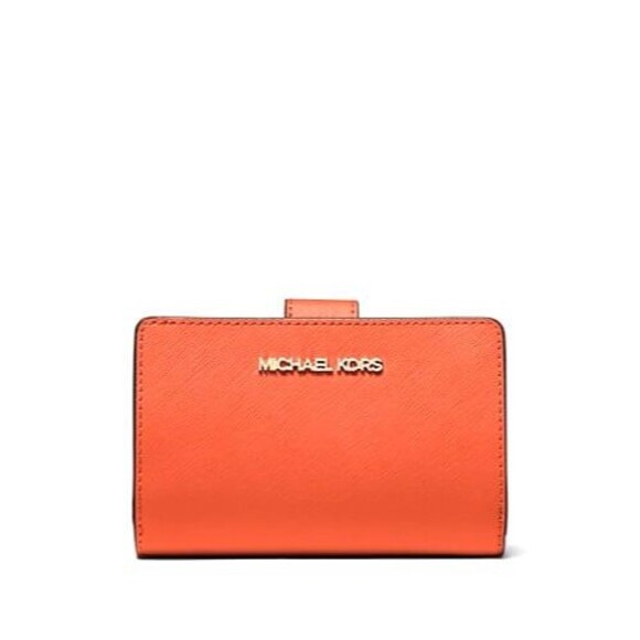 New Michael Kors Medium Crossgrain Leather Wallet Red Clay - Picture 1 of 4